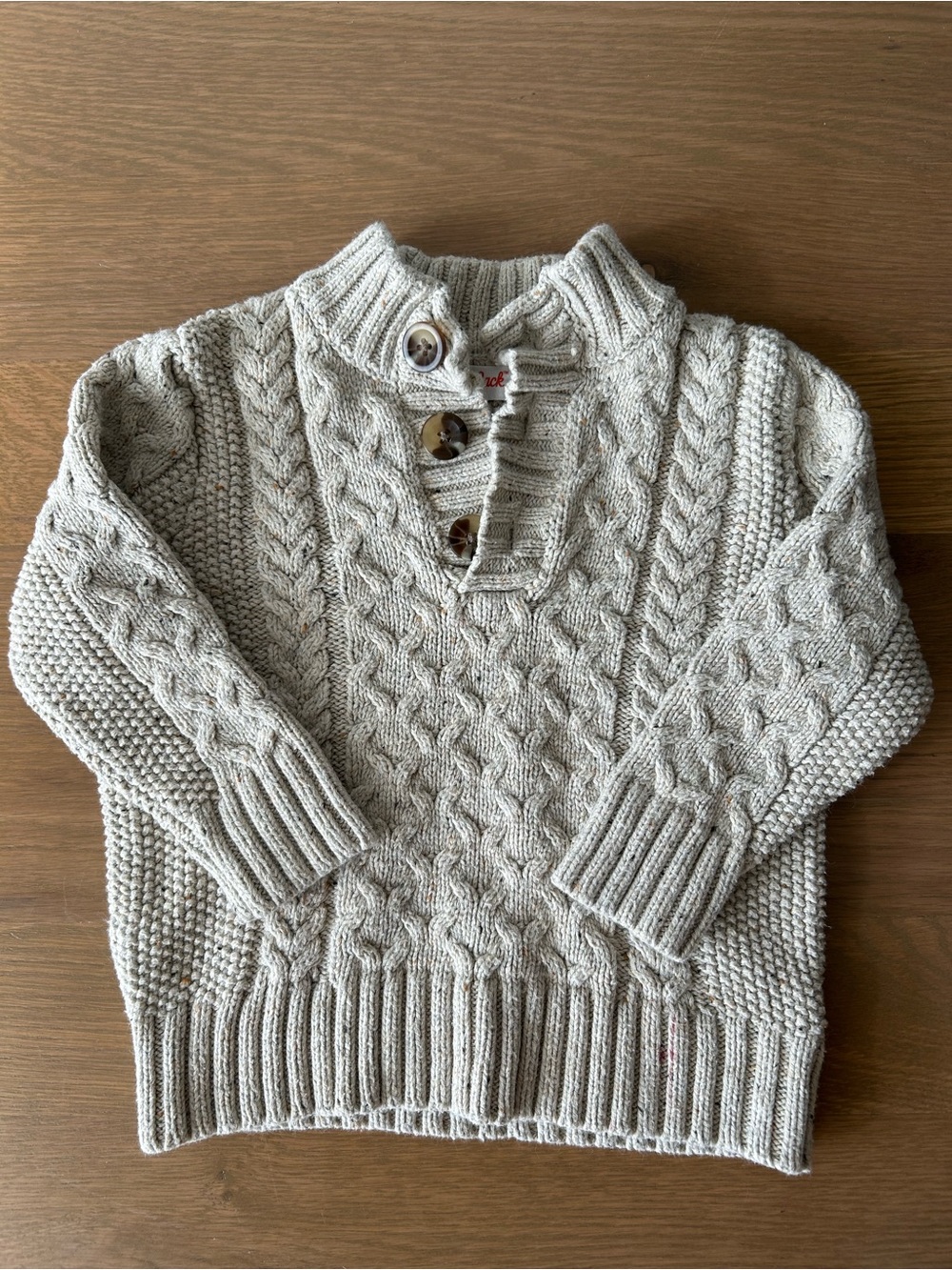 Cat & Jack Cable Knit Button Sweater Oatmeal 2T